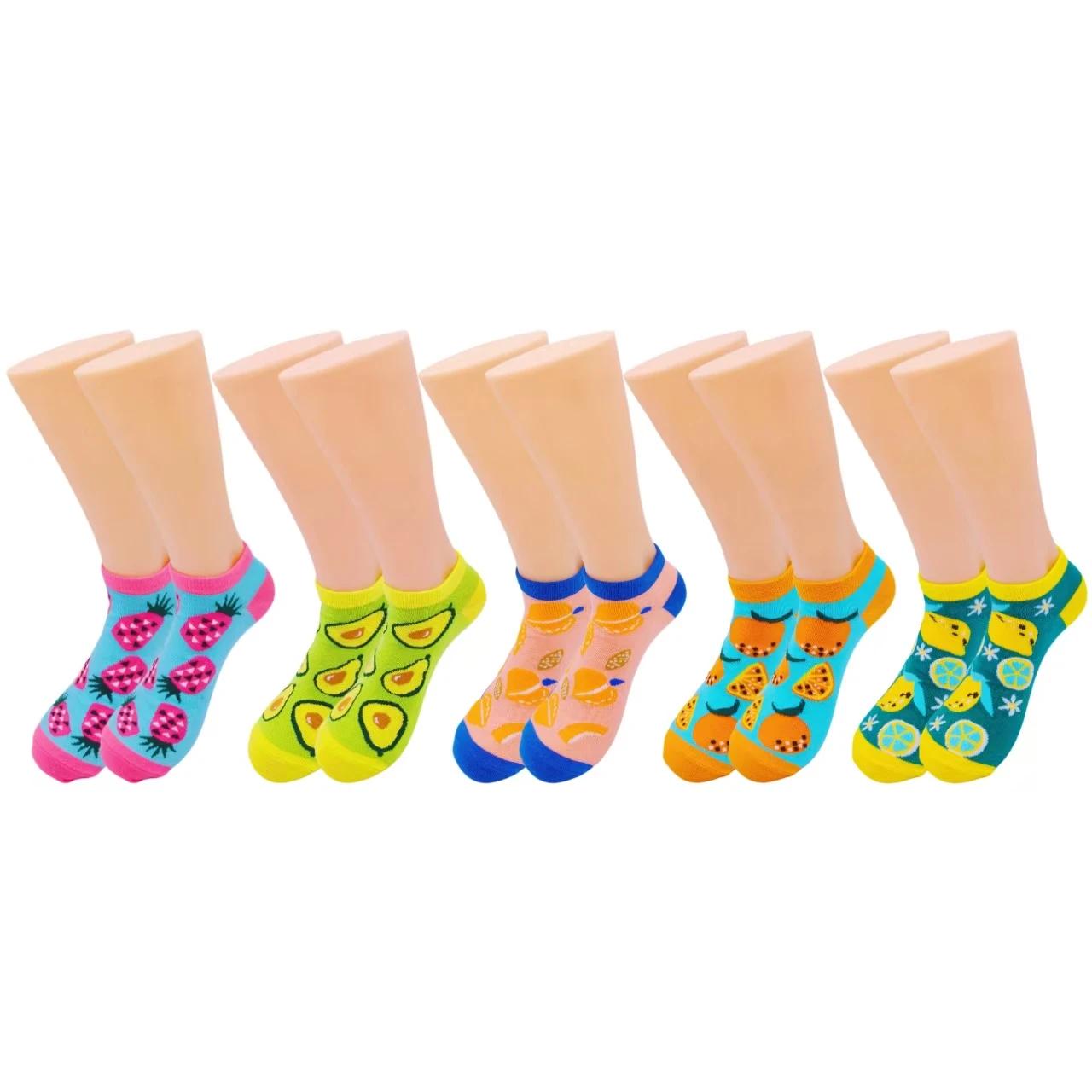 Cartoon fruit socks women`s boat socks