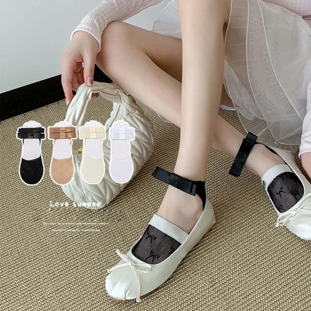 New Breathable Bowknot Socks Mesh Y2K Hosiery Bow ..