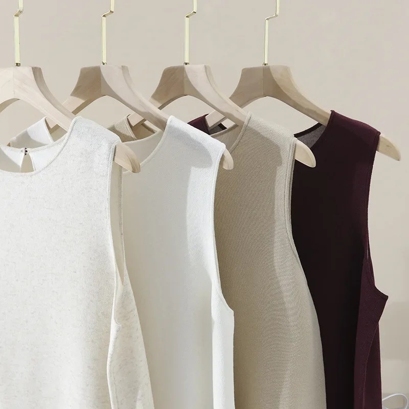 Elegant French Style Round Neck Vest Women`s Autum..