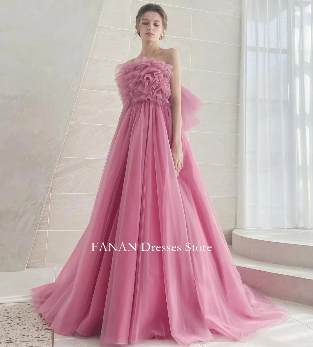 FANAN Tulle Strapless ̺ Ƽ 巹 ѱ Ruffl..