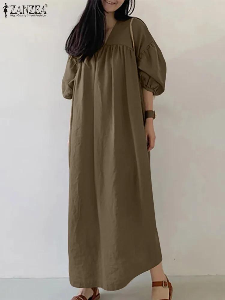 ZANZEA Spring Summer Women Dresses 2025 Vintage P..