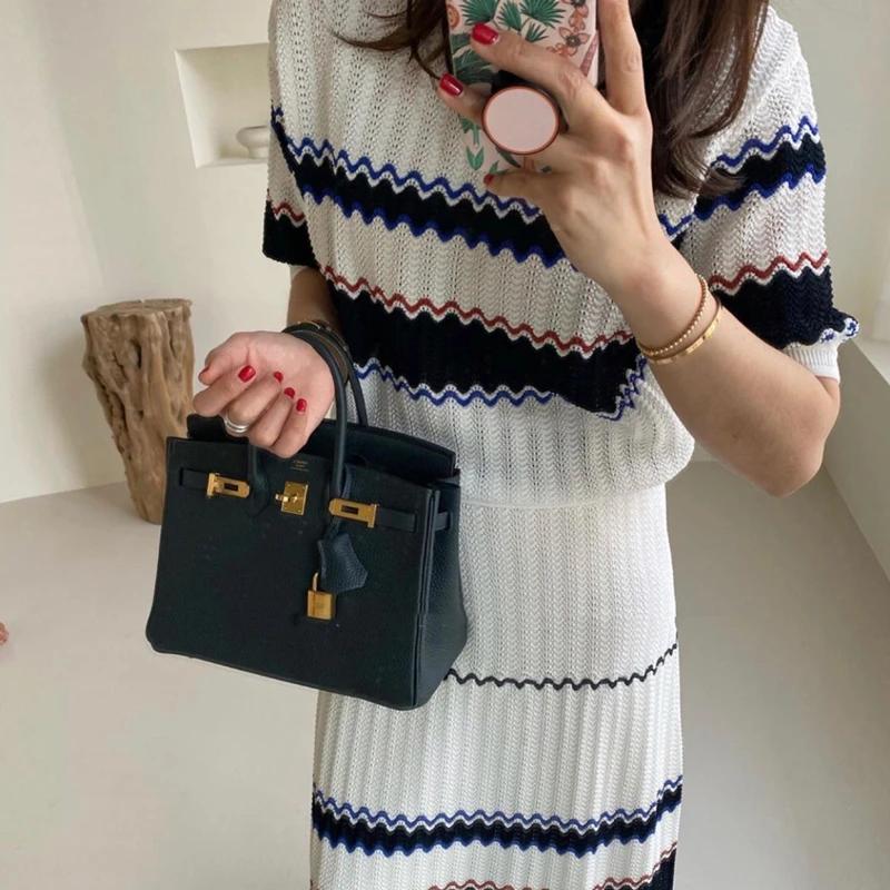 Summer Korean and European Style Color-Block Wave ..