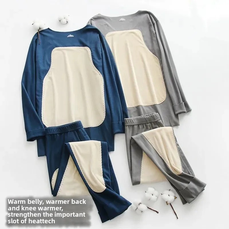 Thickened Long Sleeve round Neck Men`s Warmth Set S..